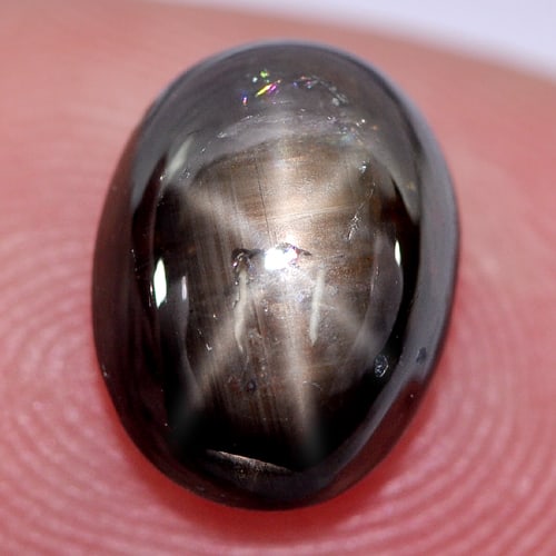 Natural Black Star Sapphire 3.92 Ct. Oval Cabochon Shape 9.7 x 7.3 Mm Gemstone from Thailand (1 of 3)