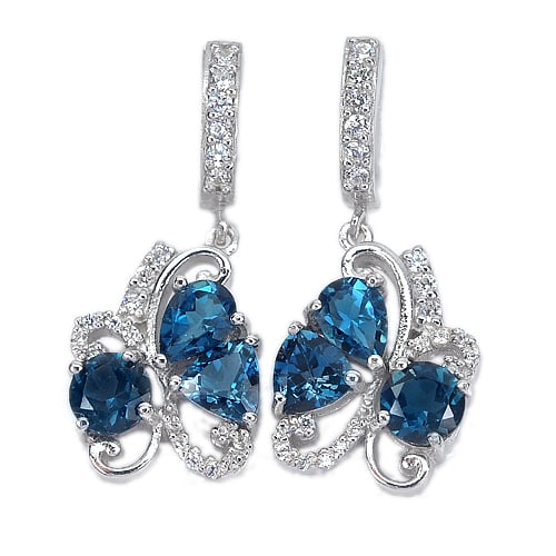Natural London Blue Topaz 925 Sterling Silver Earrings Jewelry 8.96 Grams: Product ID: 281020078 / Product Type: 925 Sterling Silver Fine Jewelry / Jewelry Weight: 8.96 Grams. / Gemstones Color: Blue / Metal: Solid Silver 92.5%. / Gemstone Detail: Round London Blue Natural T