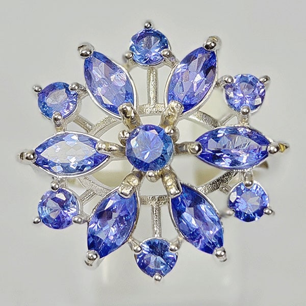 Natural Violetish Blue Tanzanite 925 Sterling Silver Ring Jewelry 5.86 Grams Size 8 (1 of 3)