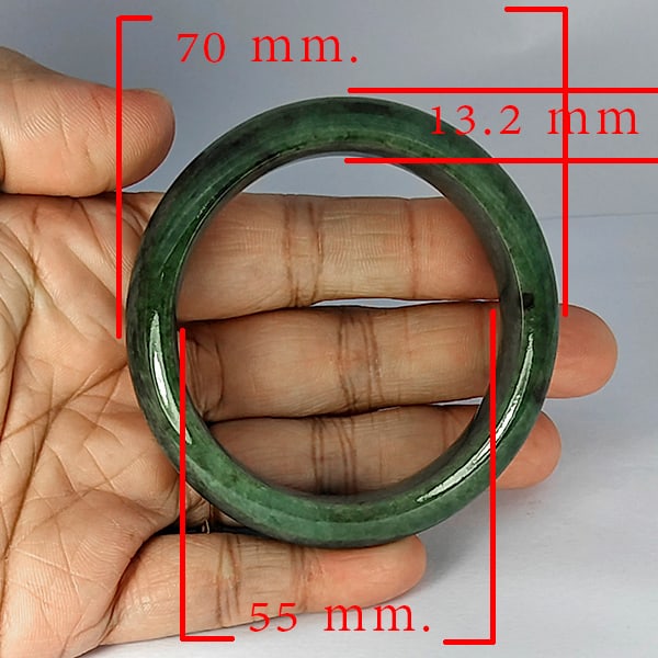 Natural Green Jade Bangle 296.70 Ct. Diameter 55 Mm. Gemstone from Thailand (1 of 3)
