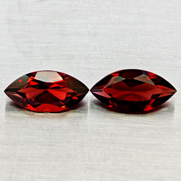Natural Orangish Red Garnet 2.44 Ct. 2 Pcs Marquise Shape Gemstones From Tanzania (1 of 3)