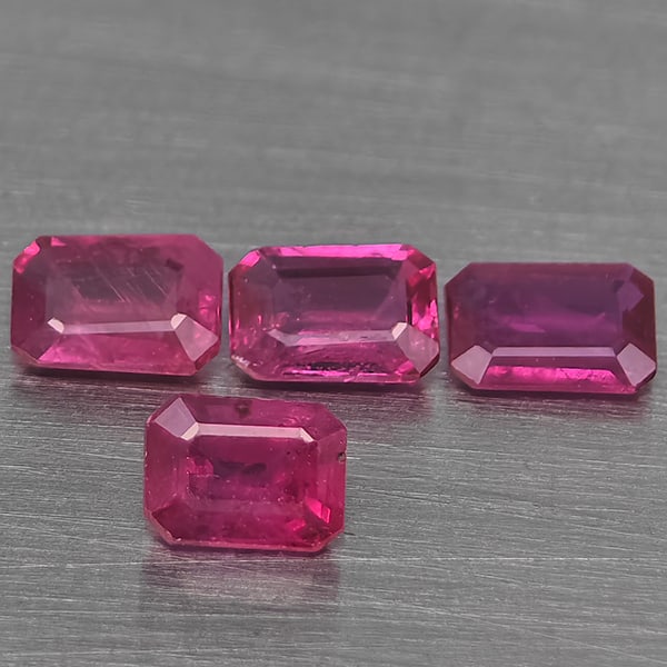 Natural Purplish Pink Ruby 0.82 Ct. 4 Pcs Octagon Shape Gemstone from Mozambique (1 of 3)
