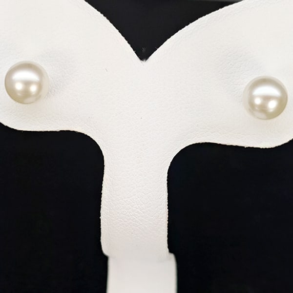Natural White Akoya Pearl 6 Mm. With Platinum Earring Jewelry 1.0 Grams (1 of 3)