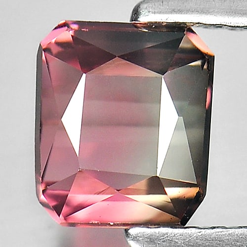 Natural Bi Color Tourmaline 1.71 Ct. Clean Octagon Shape 6.7 x 5.8 Mm. Unheated Gemstone (1 of 3)
