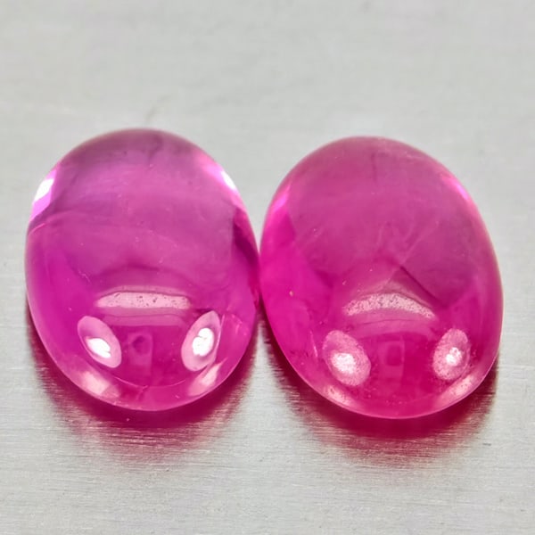 Natural Pink Red Jonson Ruby 1.30 Ct. 2 Pcs Oval Cabochon Shape 6.3 x 4.2 Mm Gemstones From (1 of 3)