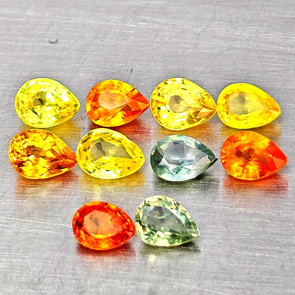 Natural Fancy Color Sapphire 1.72 Ct. 10 Pcs Pear Shape Gemstones From Tanzania (1 of 3)