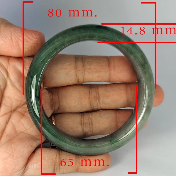 Natural Green Jade Bangle 416.98 Ct. Diameter 65 Mm Gemstone from Thailand (1 of 3)
