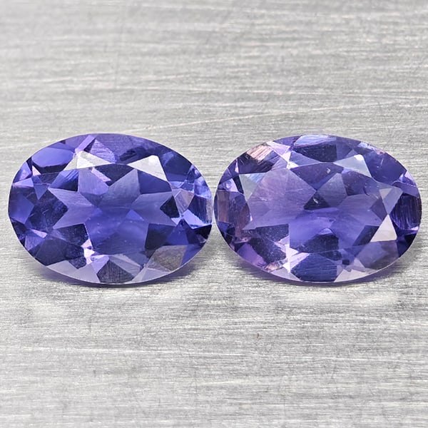 Natural Violetish Blue Iolite 1.24 Ct. 2 Pcs Oval Shape 7.1 x 5.1 Mm Gemstones From Madagascar (1 of 3)
