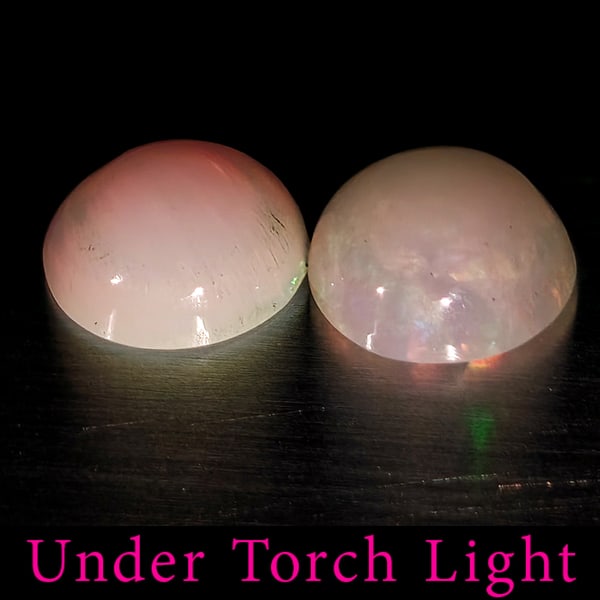 Natural Multi Color Opal 1.39 Ct. 2 Pcs Round Cabochon Shape 6.9 Mm Gemstones from Ethiopia: Product ID: 818728236 Product Name: Natural Opal Weight: 1.39 CT. Size: 6.9 x 6.9 x 3.6 MM. Shape: Round Cabochon Color: Multi-Color Clarity:Semi - Transparent Luster: Good Gems Origin: Ethiopia Treat