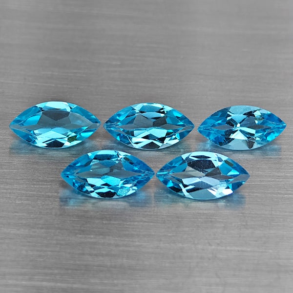 Natural Swiss Blue Topaz 5.81 Ct. 5 Pcs Marquise Shape 10 x 5.1 Mm Gemstone From Brazil (1 of 3)