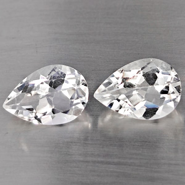 Natural White Quartz 3.60 Ct. 2 Pcs Pear Shape 10.1 x 7 Mm Gemstone from Brazil: Product ID: 805530234 Product Name: Natural Quartz Weight: 3.60 CT. Size: 10.1 x 7 x 4.8 MM. Shape: Pear Shape Color: White Clarity:SI1 Luster: Good Gems Origin: Brazil Treatment: Unheated Crystal Str