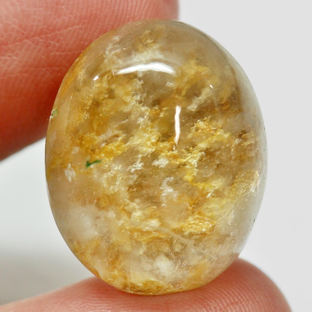 Natural Moss Quartz 27.25 Ct. Oval Cabochon Shape 22 x 17.4 Mm. Gemstone From Thailand (1 of 3)