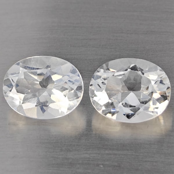 Natural White Quartz 3.84 Ct. 2 Pcs Oval Shape 9.3 x 7.4 Mm Gemstone from Brazil (1 of 3)