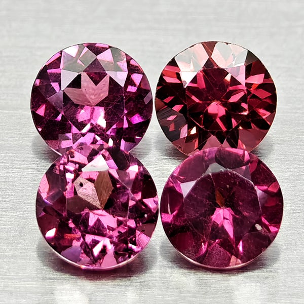 Natural Purplish Pink Rhodolite Garnet 1.72 Ct. 4 Pcs Round Shape 4.5 Mm Gemstones From Madagascar (1 of 3)