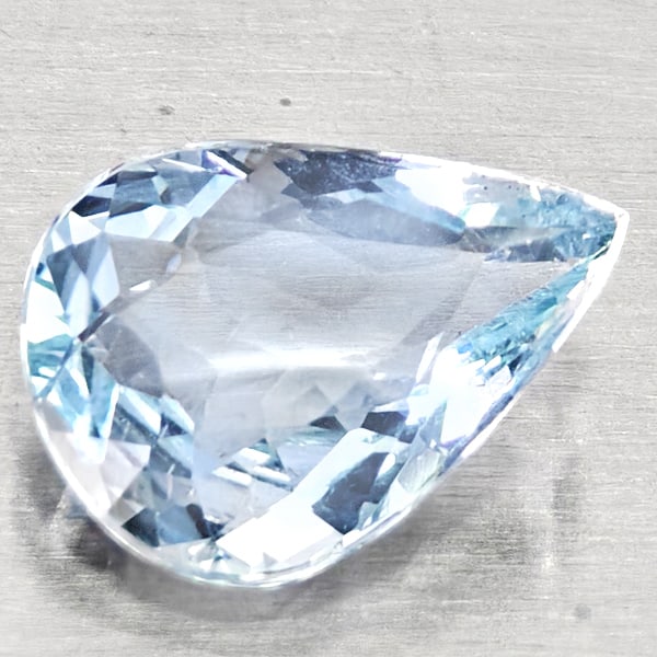 Natural Light Blue Aquamarine 1.16 Ct. Pear Shape 9.3 x 6.9 Mm Gemstone From Brazil: Product ID: 800812174 Product Name: Natural Aquamarine Weight: 1.16 CT. Size: 9.3 x 6.9 x 3.5 MM. Shape: Pear Shape Color: Light Blue Clarity:VSI - SI1 Luster: Good Gems Origin: Brazil Treatment: Unhe