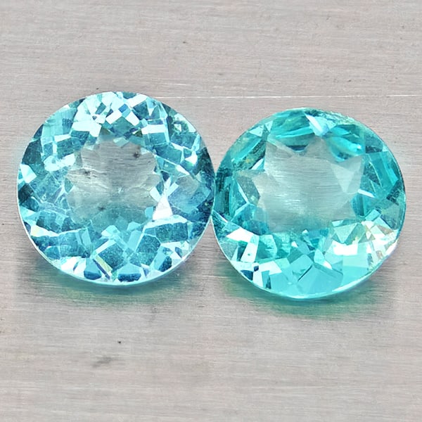 Natural Paraiba Color Apatite 0.91 Ct. 2 Pcs Round Shape 5 Mm Gemstones From Tanzania: Product ID: 800613661 Product Name: Natural Apatite Weight: 0.91 CT. Size: 5 x 5 x 2.7 MM. Shape: Round Shape Color: Paraiba Color Clarity:SI1 Luster: Good Gems Origin: Tanzania Treatment: Unheated Cr