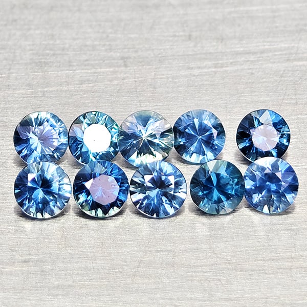 Natural Blue Sapphire 0.73 Ct. 10 Pcs Round Diamond Cut 2.6 Mm Gemstones From Madagascar: Product ID: 806162646 Product Name: Natural Blue Sapphire Weight: 0.73 CT. Size: 2.6 x 2.6 x 1.7 MM. Shape: Round Diamond Cut Color: Blue Clarity:VVS Luster: Good Gems Origin: Madagascar Treatment: He