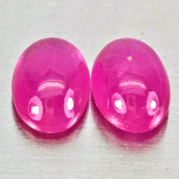Natural Pink Red Jonson Ruby 1.38 Ct. 2 Pcs Oval Cabochon Shape 6 x 4.2 Mm Gemstone From Mozambique (1 of 3)
