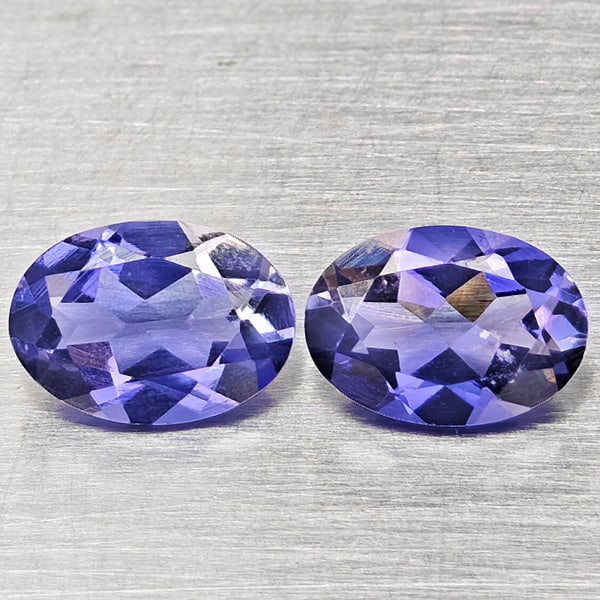Natural Violet Blue Iolite 1.11 Ct. 2 Pcs Oval Shape 7.2 x 5.2 Mm Gemstones from Madagascar (1 of 3)