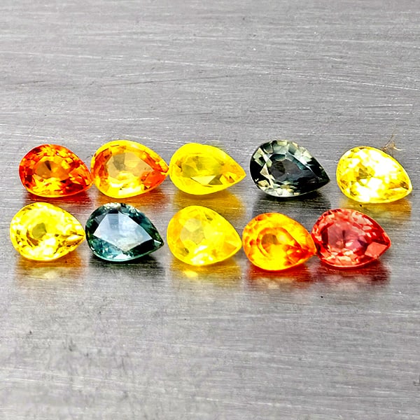 Natural Fancy Color Sapphire 1.77 Ct. 10 Pcs Pear Shape Gemstones From Tanzania (1 of 3)
