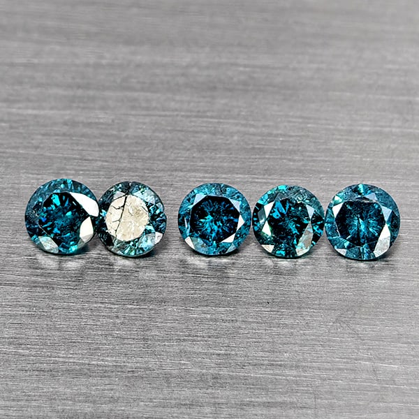 Natural Blue Loose Diamond 0.45 Ct. 5 Pcs Round Diamond Cut 2.8 Mm (1 of 3)