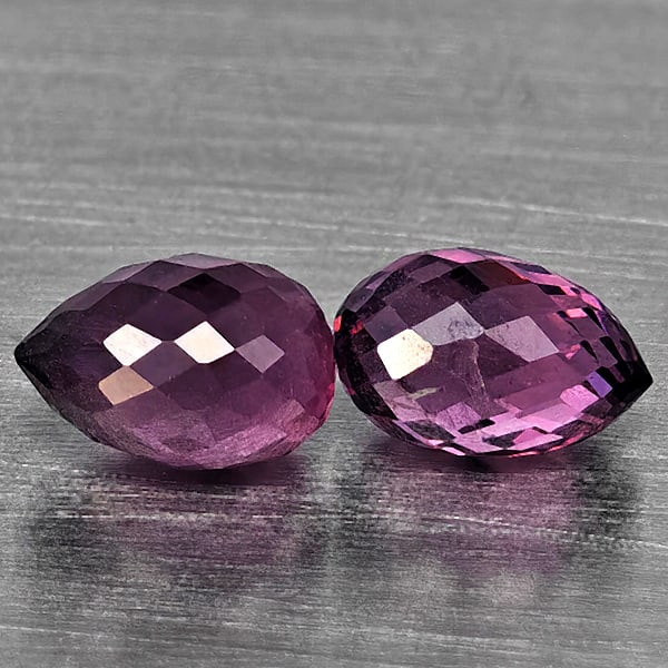 Natural Purplish Pink Rhodolite Garnet 1.54 Ct. 2 Pcs Briolette Shape 6.5 x 3.8 Mm Gemstone from (1 of 3)