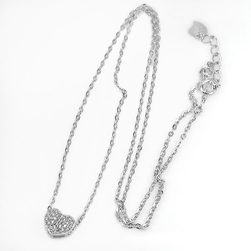 925 Sterling Silver Necklace Jewelry Length 18 Inch. Beautiful Design: Product ID: 280540200 Product Type: 925 Sterling Silver Fine Jewelry Jewelry Weight: 2.60 Grams. Gemstones Color: Silver Metal: Solid Silver 92.5%. Gemstone Detail: About 2.60 Grams. And White CZ Roun