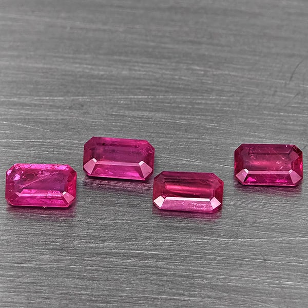 Natural Purplish Pink Ruby 1.19 Ct. 4 Pcs Octagon Shape 5.2 x 3.2 Mm Gemstone from Mozambique (1 of 3)