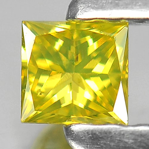 Natural Yellow Loose Diamond 0.13 Ct. Square Princess Cut 3 x 2.8 Mm (1 of 3)