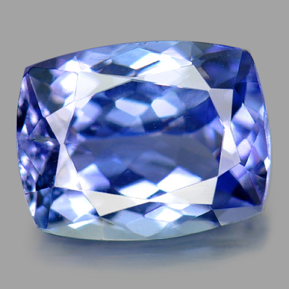 Natural Violetish Blue Tanzanite 2.40 Ct. Cushion Shape 9 x 7 Mm. Gemstone From Tanzania (1 of 3)