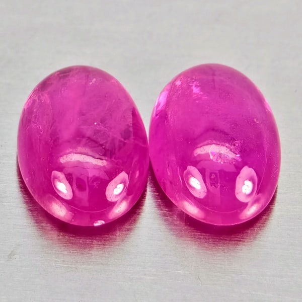 Natural Pink Red Jonson Ruby 1.41 Ct. 2 Pcs Oval Cabochon Shape 6.3 x 4.3 Mm Gemstones From (1 of 3)