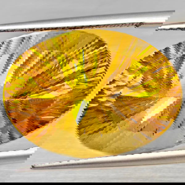 Natural Yellow Citrine 14.04 Ct. Clean Oval Concave Cut 20 x 14.5 Mm Gemstone From Brazil (1 of 3)