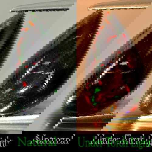 Natural Fire Red Black Opal 1.68 Ct. Pear Cabochon Shape 13.1 x 7.9 Mm. Gemstone (1 of 3)