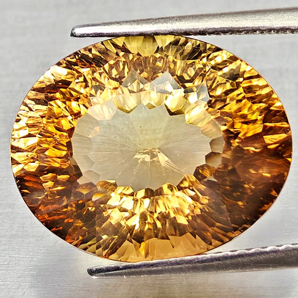 Natural Imperial Topaz 13.00 Ct. Oval Concave Cut 12.9 x 15.9 Mm Gemstone From Brazil (1 of 3)
