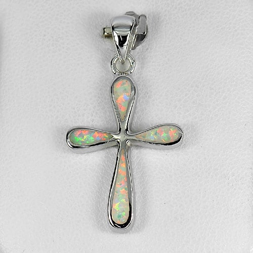 925 Sterling Silver Cross Pendant Jewelry with Multi Color White Created Opal 2.80 Grams: Product ID: 280130025 Product Type: 925 Sterling Silver Fine Jewelry Jewelry Weight: 2.80 Grams. Gemstones Color: Multi-Color Metal: Solid Silver 92.5%. Gemstone Detail: Multi Color White Created Opal