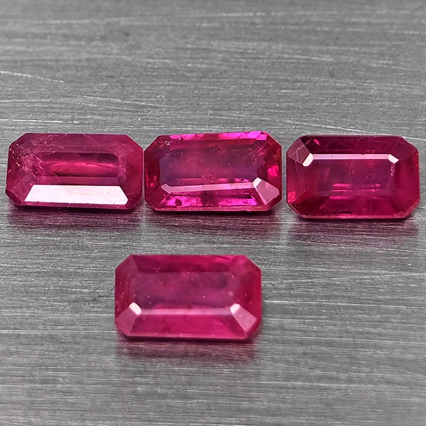 Natural Purplish Pink Ruby 1.25 Ct. 4 Pcs Octagon Shape Gemstone from Mozambique (1 of 3)