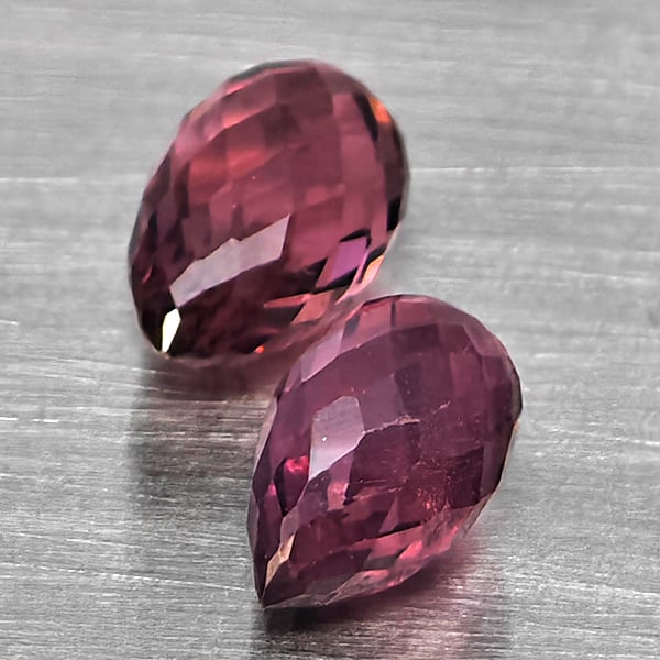 Natural Purplish Pink Rhodolite Garnet 1.72 Ct. 2 Pcs Briolette Shape 6 x 4 Mm Gemstone From (1 of 3)