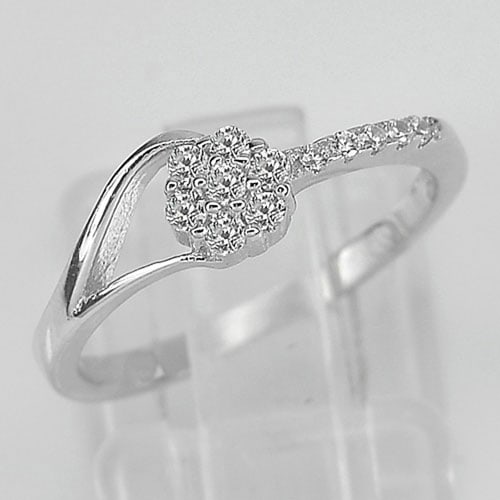 925 Sterling Silver Ring Jewelry Size 6 with Round Shape White CZ 1.60 G. (1 of 3)