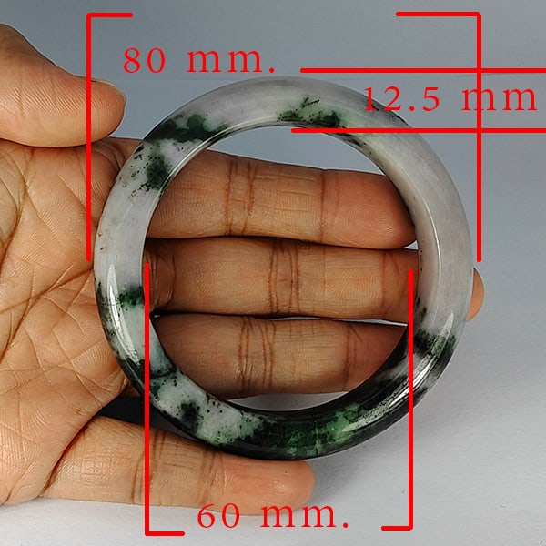 Natural Mutil Color Jade Bangle 395.14 Ct. Diameter 60 Mm Gemstone from Thailand: Product ID: 819816154 Product Name: Natural Gemstones Weight: 395.14 CT. Size: 80 x 60 x 12.5 MM. Shape: Round Color: Multi-Color Clarity:Opaque Luster: Good Gems Origin: Thailand Treatment: Unheated
