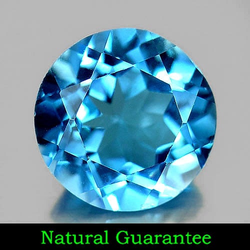 Natural Swiss Blue Topaz 3.71 Ct. VVS Round Shape 9.2 Mm. Gemstone From Brazil (1 of 3)