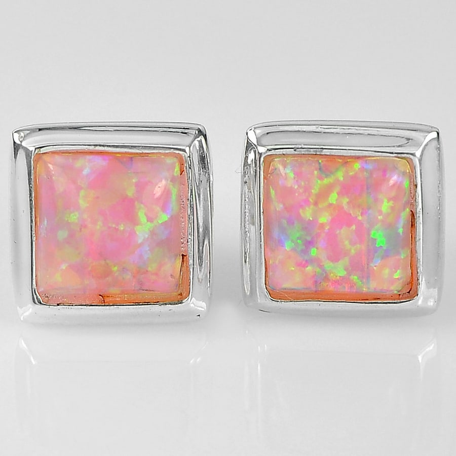 925 Sterling Silver Jewelry Stud Earrings with Multi Color Pink Created Opal 1.38 Grams: Product ID: 280220030 Product Type: 925 Sterling Silver Fine Jewelry Jewelry Weight: 1.38 Grams. Gemstones Color: Multi-Color Metal: Solid Silver 92.5%. Gemstone Detail: Average Range 1.33 - 1.48 Gram