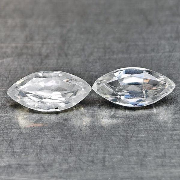 Natural White Zircon 1.64 Ct. 2 Pcs Marquise Shape 8 x 4 Mm Gemstones From Cambodia (1 of 3)