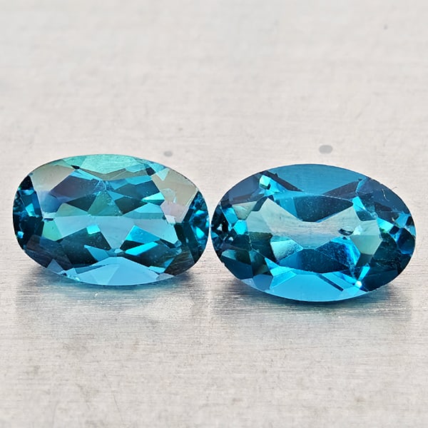 Natural London Blue Topaz 1.02 Ct. 2 Pcs Oval Shape 6 x 4 Mm Gemstones From Brazil (1 of 3)
