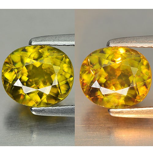 Natural Multi Color Sphene 2.03 Ct. Oval Shape 8 x 7 Mm. Unheated Gemstone From Madagascar: Product ID: 806507805 / Product Name: Natural Sphene / Weight: 2.03 CT. / Size: 8 x 7 x 4.7 MM. / Shape: Oval / Color: Yellow / Clarity:VSI / Luster: Adamantine / Gems Origin: Madagascar / Treatment: