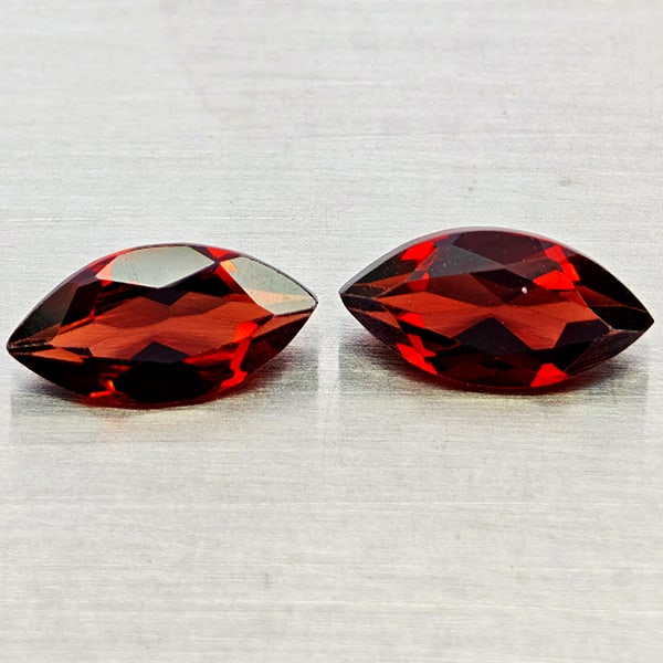Natural Orangish Red Garnet 2.59 Ct. 2 Pcs Marquise Shape 5.1 x 10 Mm Gemstones from Tanzania (1 of 3)