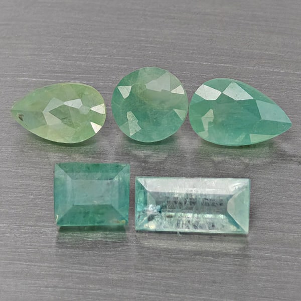 Natural Green Blueish Grandidierite 2.70 Ct. 5 Pcs Mixed Shape Gemstone from Madagascar (1 of 3)