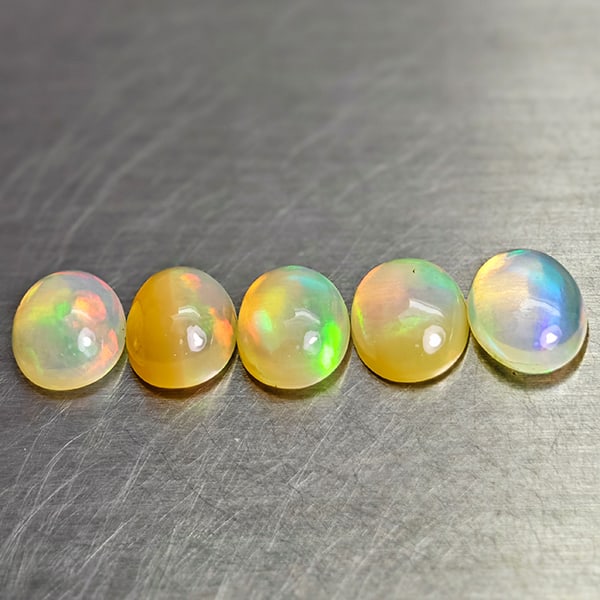 Natural Multi-Color Opal 3.51 Ct. 5 Pcs. Oval Cabochon Shape 7.8 x 6 Mm. Unheated Gemstones (1 of 3)