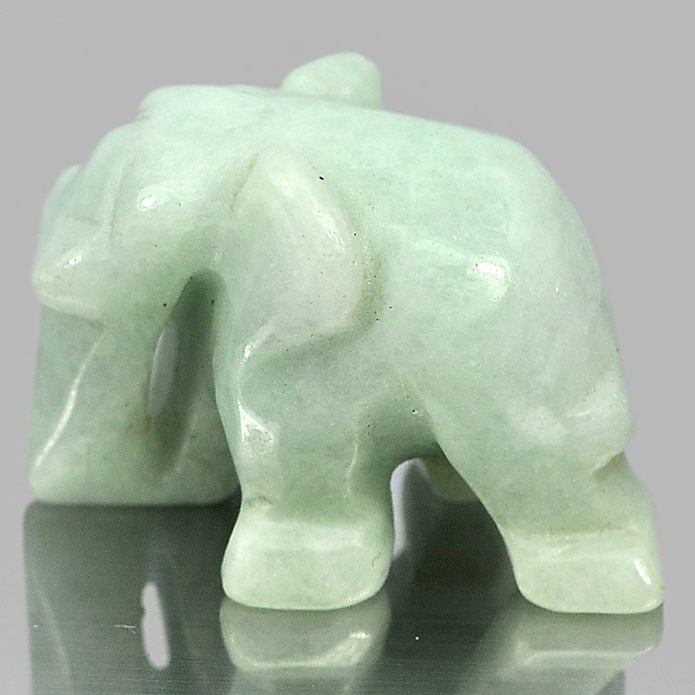 Natural Green Jade Elephant Carving 52.46 Ct. Size 25 x 18 Mm. Unheated Gemstone (1 of 3)
