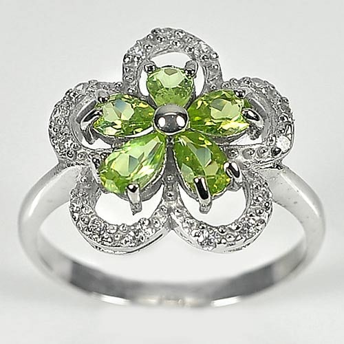 Natural Green Peridot 925 Sterling Silver Jewelry 2.88 Grams Ring Size 7 (1 of 3)
