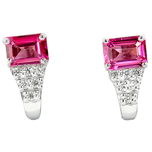 Natural Pink Topaz 925 Sterling Silver Earrings Jewelry 3.51 Grams (1 of 3)